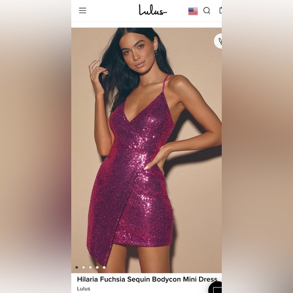 Lulu’s Hilaria Fuchsia Sequin Bodycon Mini Dress size Large - Picture 9 of 13
